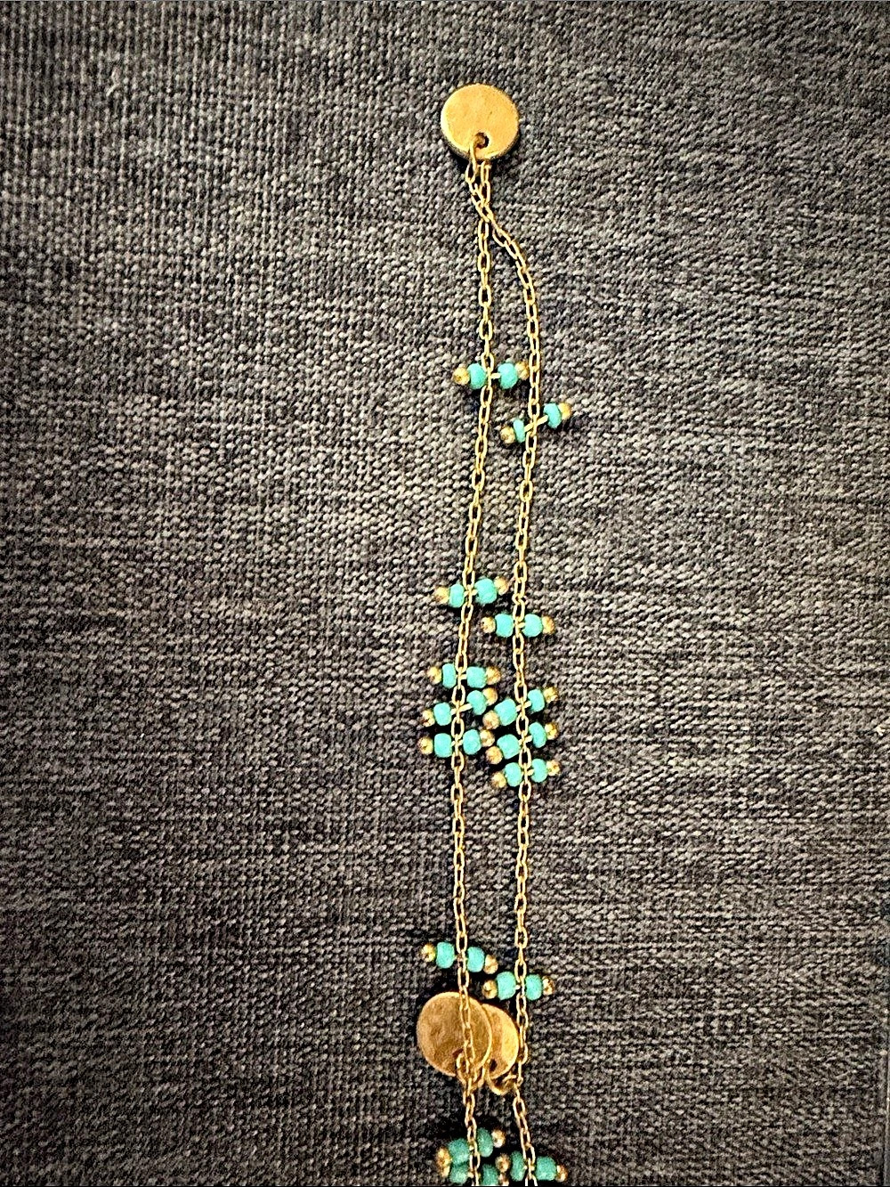 Beaded Pendant Necklace in Gold & Green